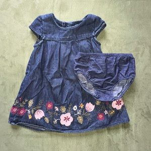 Toddler denim dress with flowers. In great condition.